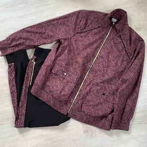 Chicos pink leopard print Zenergy jogger pant and jacket